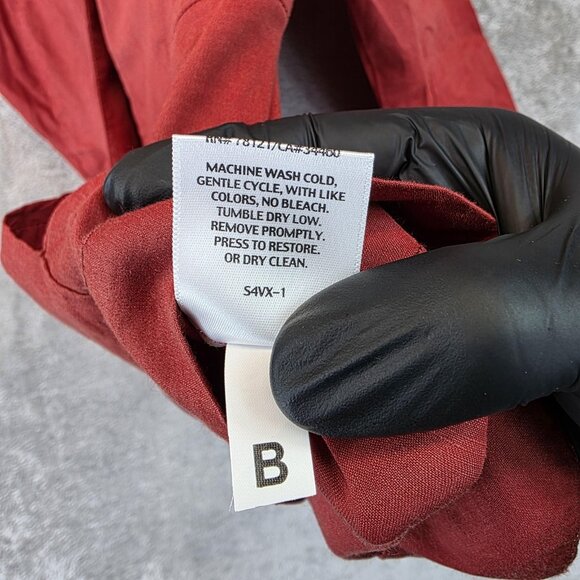 Eileen Fisher Blazer Womens Medium Red Linen Blend Open Front Shawl Collar - Picture 9 of 10